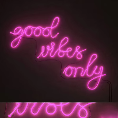 Outdoor Pink Neon Light with Good Vibes Only Design for Decorative Wall Decoration 3d model