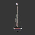 Colorful Striped Sails Small Sailboat Featuring White Blue Hull And Decorative Flag