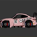 Pink Modified Race Car With FROSTIC ONYX Stickers Number 16 And Rear Wing