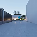 Terrace Garden Landscape Design With Trees Plants Lighting And Patio Tiles