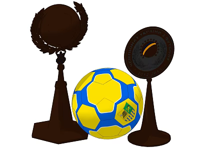 Quality Sports Equipment Featuring Trophy Soccer Ball and Plaque for Athletic Achievements 3d model