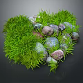 Natural Stone Decor with Lush Green Grass for Outdoor Garden Design