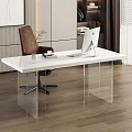 modern desk chair acrylic computer desk 3d model