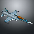 Modern Fighter Jet Model Design With Blue Accents And Orange Cockpit