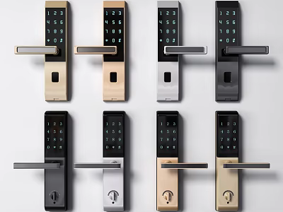 Smart Door Locks With Electronic Keypad In Multiple Colors And Modern Design 3d model
