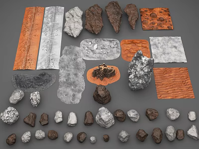 Natural Various Stone And Wood Textures Samples For Decorative Design Elements 3d model