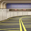 Modern Parking Garage Interior With Directional Arrows Floor Markings Ceiling Lighting And Elevator Signage