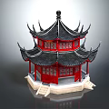 Ancient Chinese Architecture With Two Story Red Body Carved Windows Black Roof And White Base
