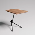 Modern Wooden Top Side Table with Black Metal Cross Legs and Minimalist Design