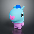 3D Cartoon Creature Character With Blue Head Pink Body Black Eyes And Heart Shaped Nose