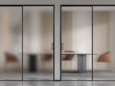 Elegant Modern Sliding Frosted Glass Doors As Interior Room Partition 3d model