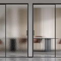 Elegant Modern Sliding Frosted Glass Doors As Interior Room Partition