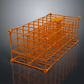 Orange Cubic Metal Frame Structure With Crossed Bars And Support Components 3d model