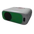White Portable Projector Featuring Red Control Buttons Ventilation Holes And Power Interface 3d model