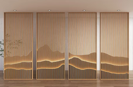 New Chinese style grid background wall landscape background wall landscape grid background wall ink painting background grid water ripple background wall waves background wall 3d model
