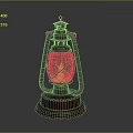 Vintage Red Kerosene Lantern With Glass Shade Metal Frame And Flame