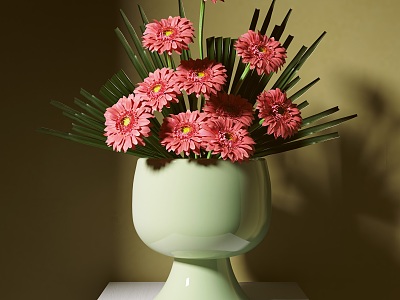 New Chinese Style Flower-arranging Vase Ornaments Vase Japanese Style Flower-arranging Small Original Flow Zen Gerbera 3d model