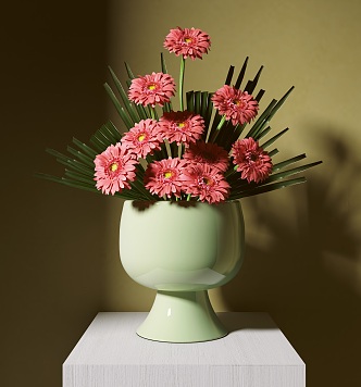 New Chinese Style Flower-arranging Vase Ornaments Vase Japanese Style Flower-arranging Small Original Flow Zen Gerbera 3d model