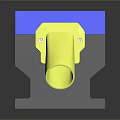 Industrial Mechanical Component With Blue Square Top Yellow Cylindrical Tube And Gray Base Structure Design