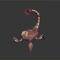 Mechanical Scorpion Creature With MTU Logo Red Orange Body And Curved Tail