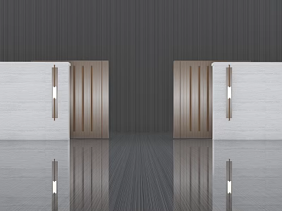 Modern Luxury Entrance Gate Design With Vertical Stripes White Walls And Lighting 3d model