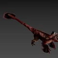 Realistic 3D Dinosaur Model With Colorful Feathers And Long Tail 3d model