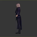 Pink Haired Game And Movie Character In Dark Coat Long Pants
