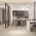 Modern Living And Dining Room Interior With Sofa Coffee Table TV Wall And Dining Chairs