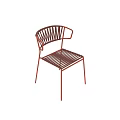 Stylish Orange Leisure Chair With Woven Backrest And Metal Frame