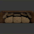 Traditional Brown Sofa With Patterned Cushions And Curved Arms Design