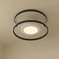 Modern Circular Ceiling Light With Black Frame And White Illuminated Shade 3d model