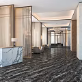 Elegant Hotel Lobby Design With Marble Flooring Reception Desk And Sofa Seating