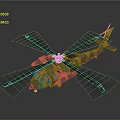 Military Helicopter With Green And Orange Camouflage Paint Large Rotors Modern Design And Equipment