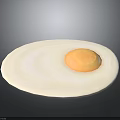Sunny Side Up Fried Egg With Golden Yolk On White Plate