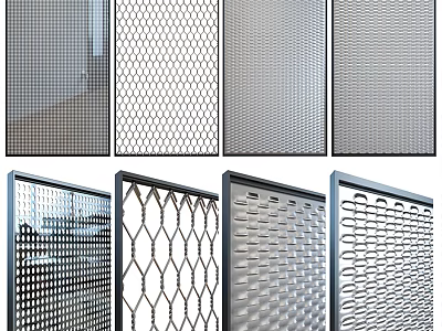 Various Modern Room Dividers With Perforated Metal And Decorative Patterns 3d model