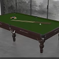 Modern Billiard Room With Green Felt Table Billiard Balls Cues And Large Windows