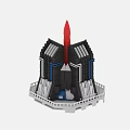 Colorful Toy Rocket Play Set With Red Rocket Yellow Flame And Black Launch Pad