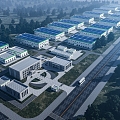 Aerial view of the factory 3d model