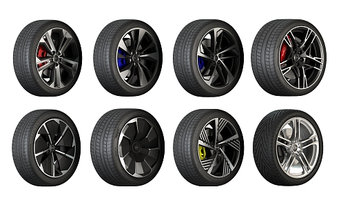 Modern tire wheel tire rims 3d model