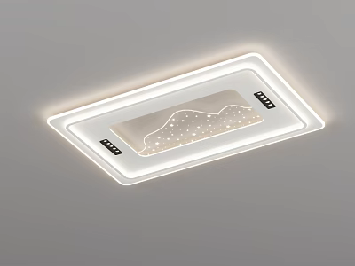 Square LED Ceiling Light With Mountain Star Pattern And Soft Glow 3d model