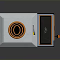 Silver Computer Device With Orange Top Control Panel Buttons Indicator Lights And Bottom Grill Tray 3d model