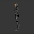 Futuristic Female Robot Character In Metallic Armor With Glowing Head And Sleek Design