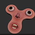 Funny Cartoon Creature Character 3D Model With Big Eyes Open Mouth And Pink Face