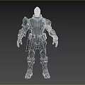 Man In Futuristic Armored Combat Suit With Red Accents And Tech Details