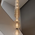 Unique Shaped Chandelier With Layered Fabric Shades For Modern Stairwell Lighting