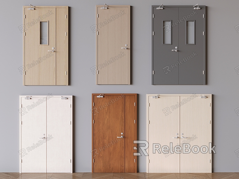 Solid Wood Fire Door Fire Door Double Open Safety Door Escape Door Safety Exit model