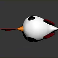 Cute White Bird with Red Wings and Orange Beak Holding Pink Envelope with Red Heart