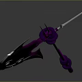 Ornate Purple And White Weapon Featuring Intricate Spiral Patterns On Long Handle