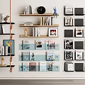 Modern Bookshelf Wall-mounted Bookshelf Storage Rack Book Ornaments 3d model