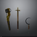 Fantasy Weapons Collection Featuring Hammer Sword And Sickle With Ornate Designs